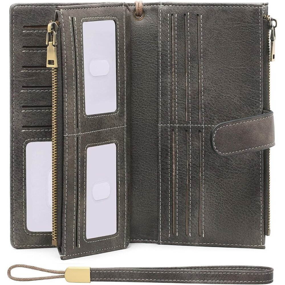 Womens Wallets Large Capacity Credit Card Holder Rfid Wallet Women Double Zipper